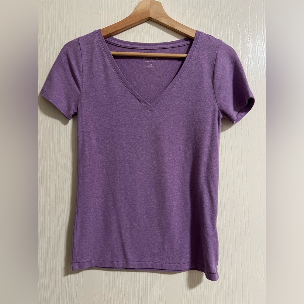 J.Crew V-neck T-shirt in stretch linen blend